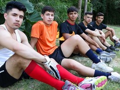 Observe Felix Harris & Glenn Hut take turns getting boinked after the game in a kinky fuck-a-thon